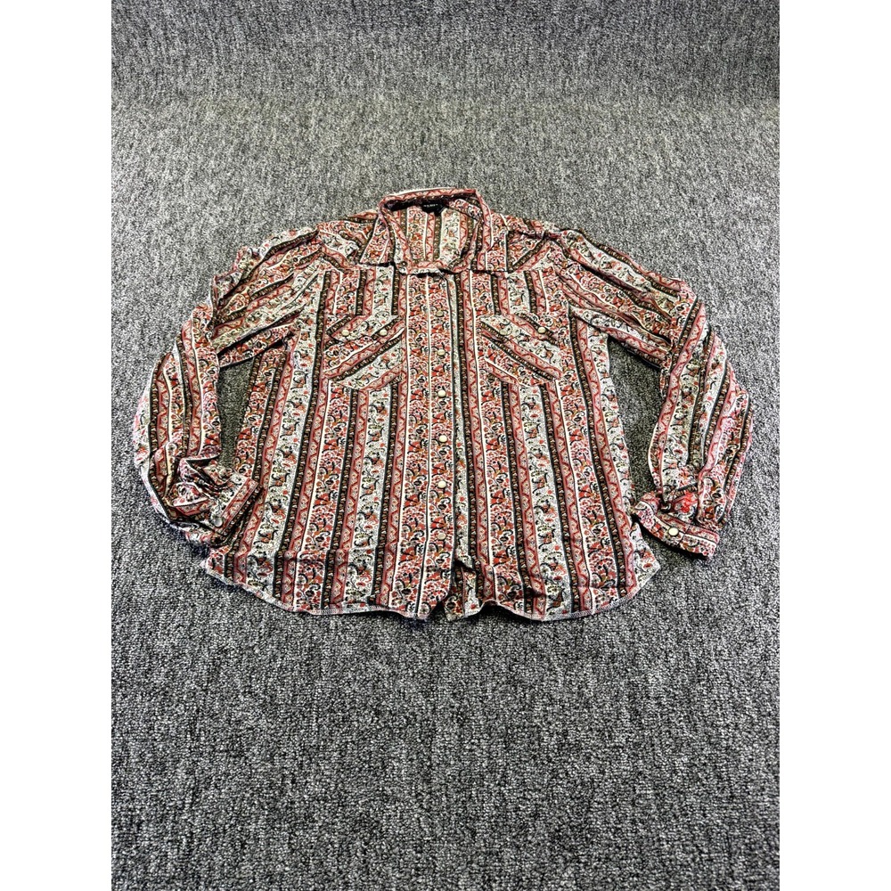 Cruel Denim Western Shirt Womens Medium Multicolor Floral Cowgirl Pearl Snap